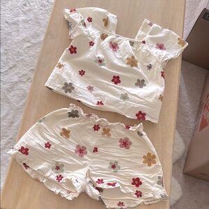 Zara Girls Floral Top and Shorts Set